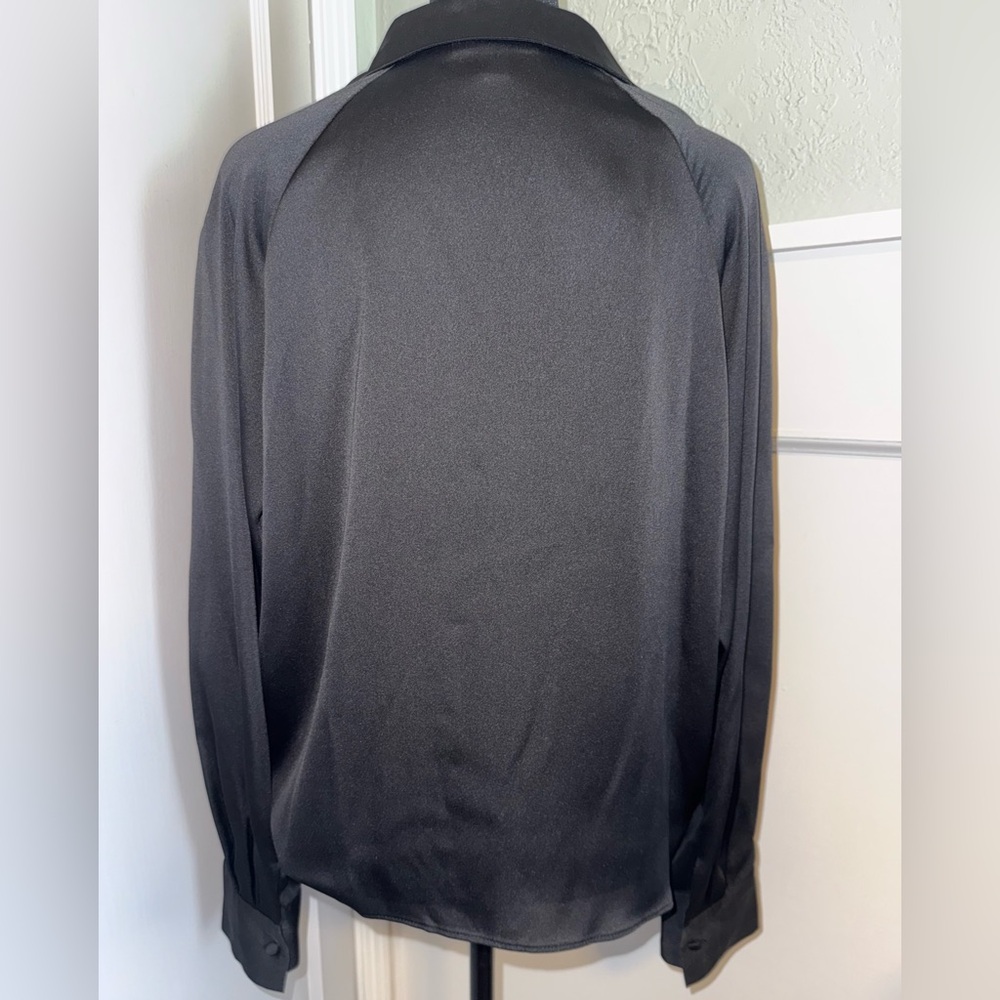 NWT Bar III Women’s Tie-Front Satin Top – Black – Size L - Picture 3 of 8